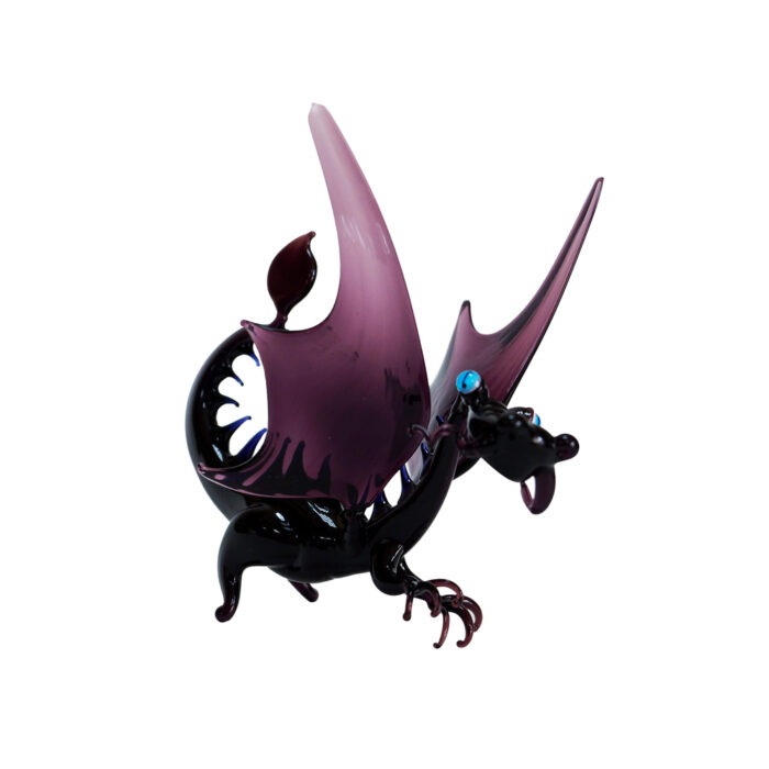 сувенирная фигурка дракон из стекла фиолетовый