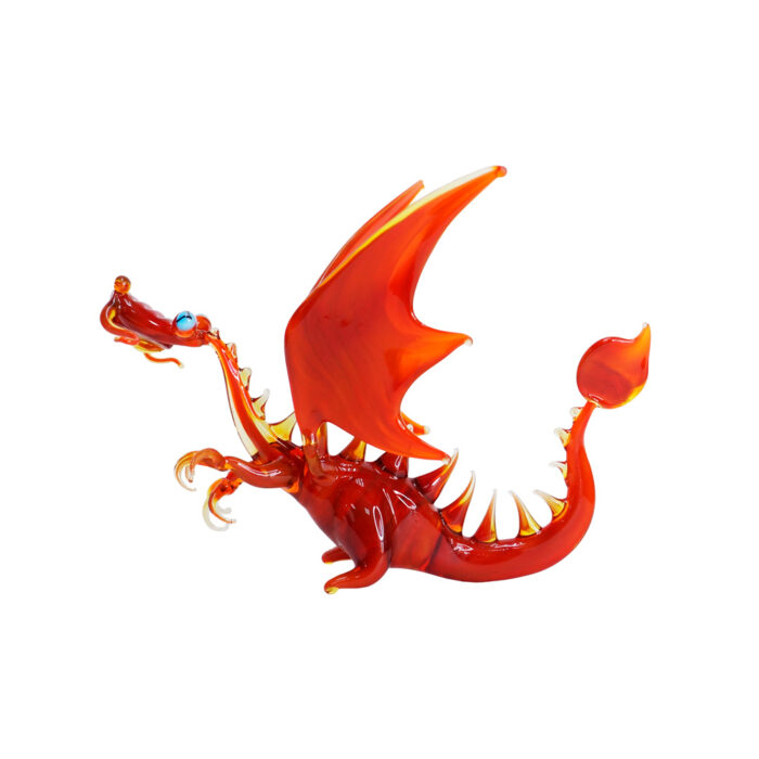 сувенирная фигурка дракон из стекла огненный