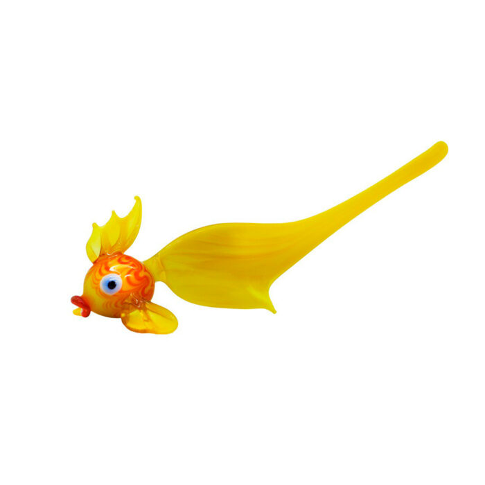 фигурка золотая рыбка из стекла сбоку