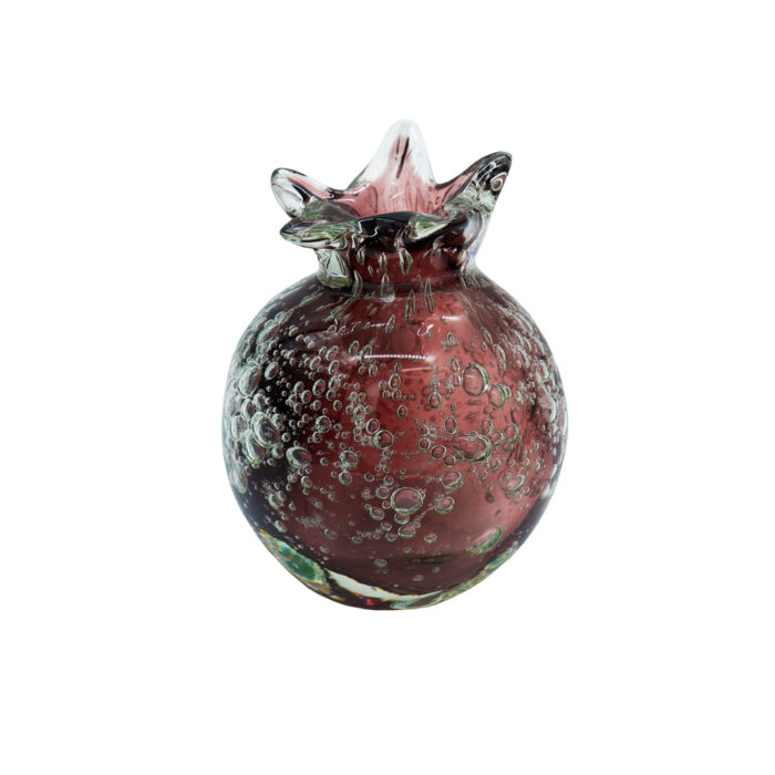 Декоративная ваза гранат стекло с пузырями фиолетовая