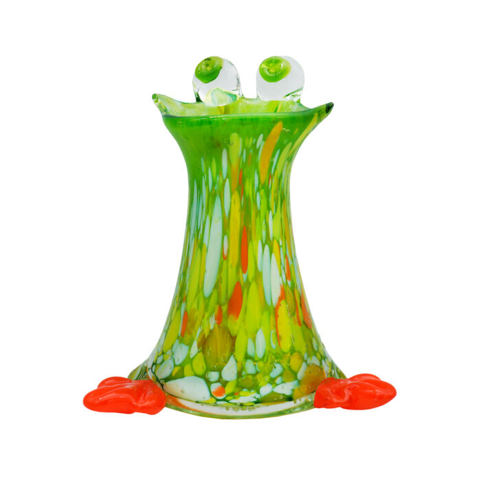 ваза лягушка квакушка из стекла зеленая