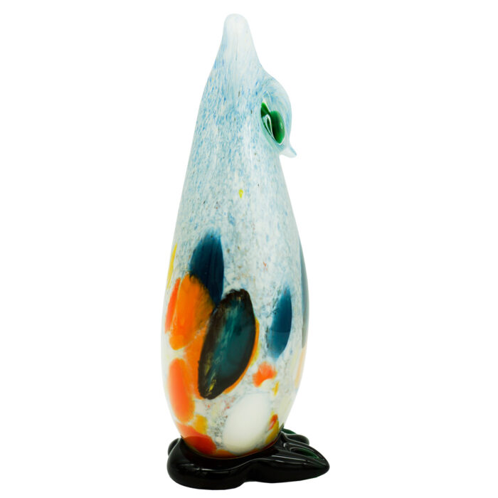 Декоративная вазочка сова из стекла синий оранжевый