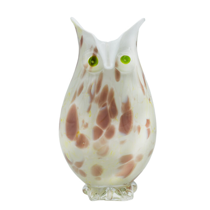 Декоративная ваза сова из стекла белый бежевый