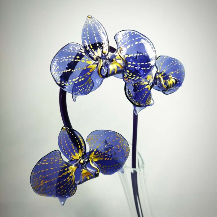орхидея из стекла роспись золотом