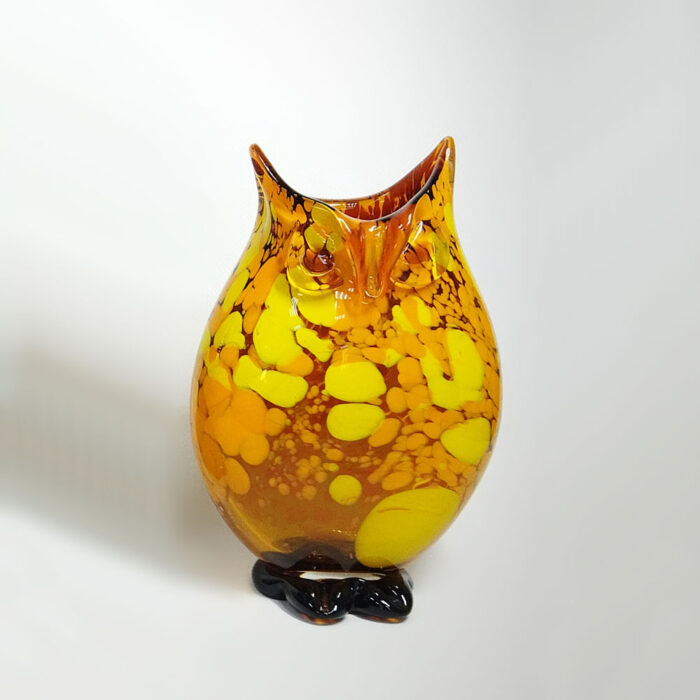 ваза сова из стекла желтая