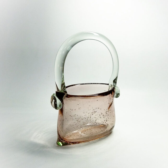 ваза корзинка из стекла с пузырями