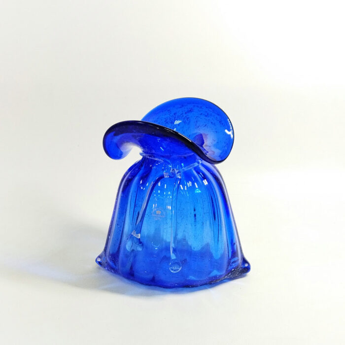ваза мешок из стекла с пузырями синяя