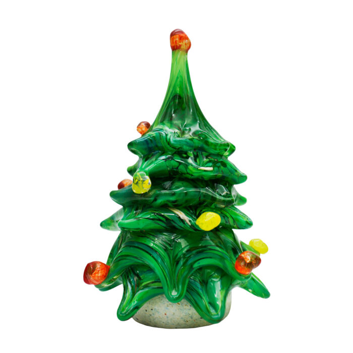 Новогодний сувенир стеклянная елка зеленая