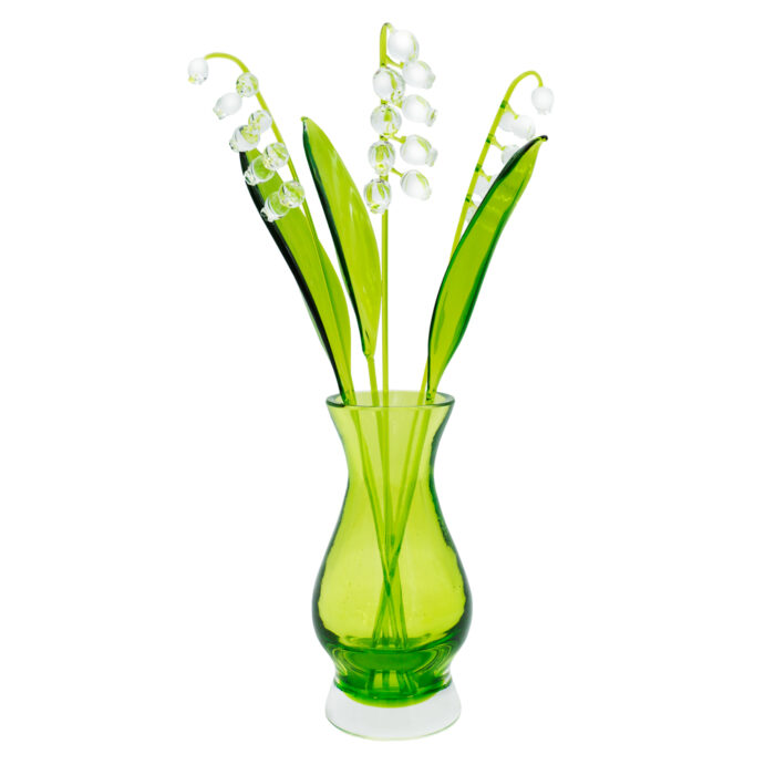 ландыши из стекла в вазе 3 веточки прозрачные соцветия