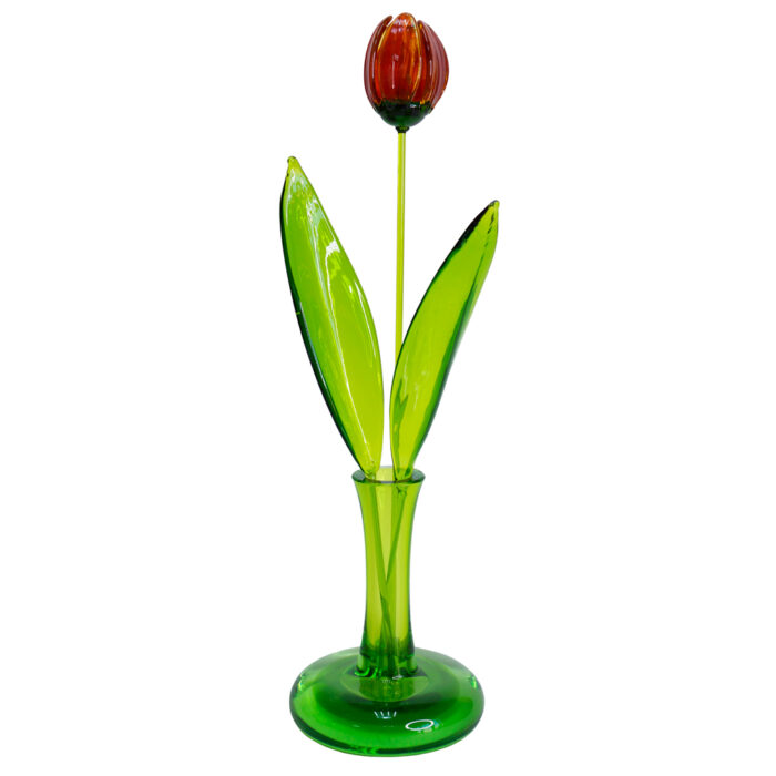 Декоративная цветочная композиция тюльпан из стекла в вазе мензурка