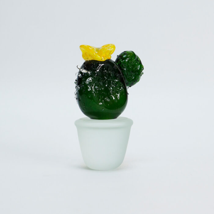 статуэтка стеклянный кактус в горшочке