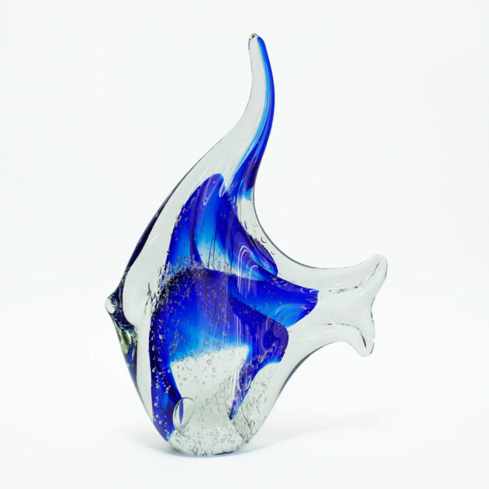 статуэтка рыба льдинка из цветного стекла синяя
