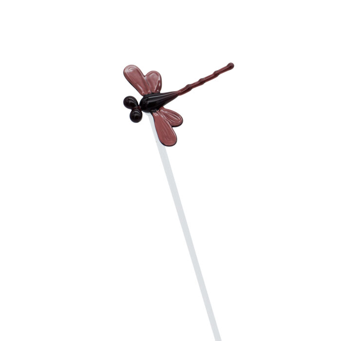 флористический декор стрекоза на палочке фиолетовая