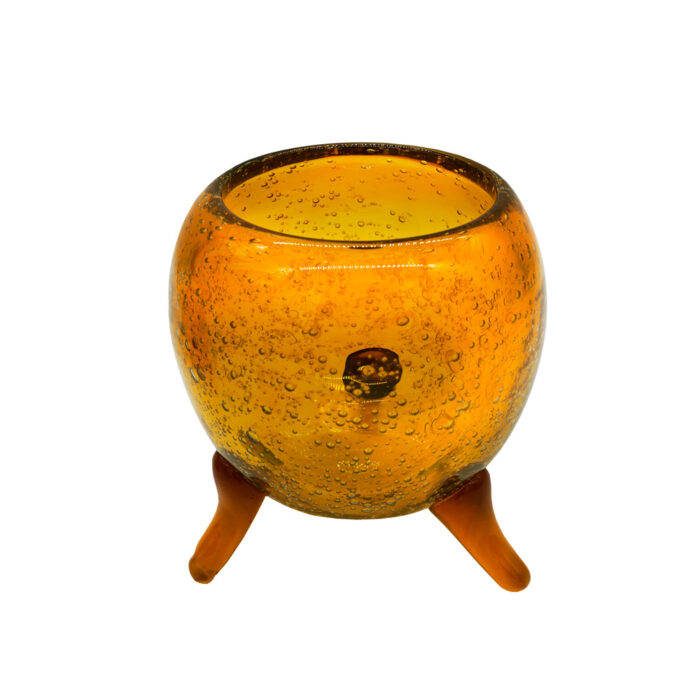 Декоративная ваза шар на 3 ножках малая медовая