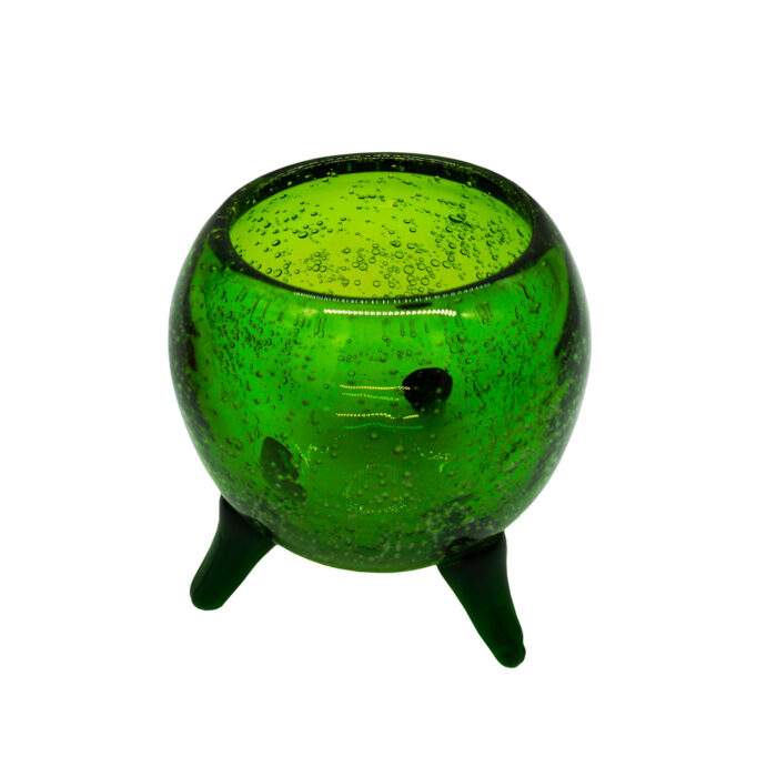 Декоративная ваза шар на 3 ножках малая зеленая