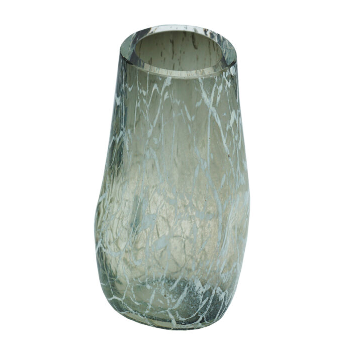 Декоративная ваза кракле серый монохром крупные трещины косое горло