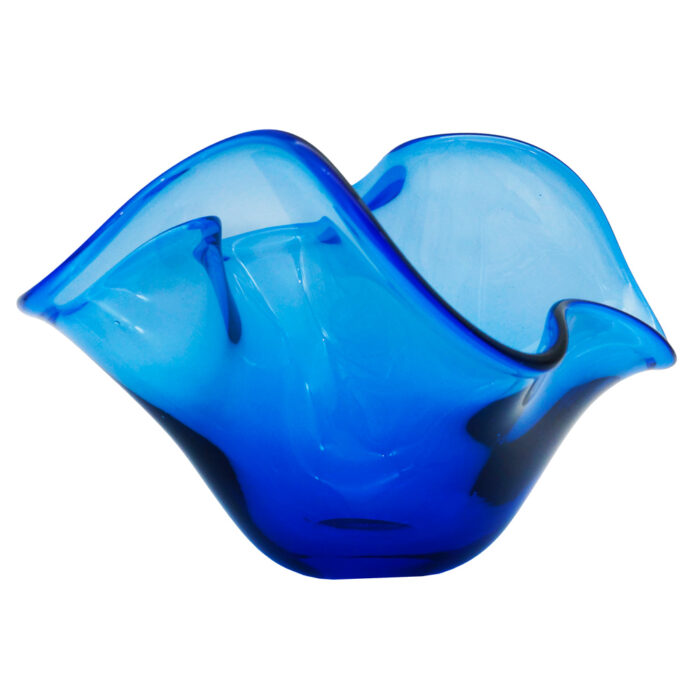 Декоративный салатник из цветного стекла прозрачный синий
