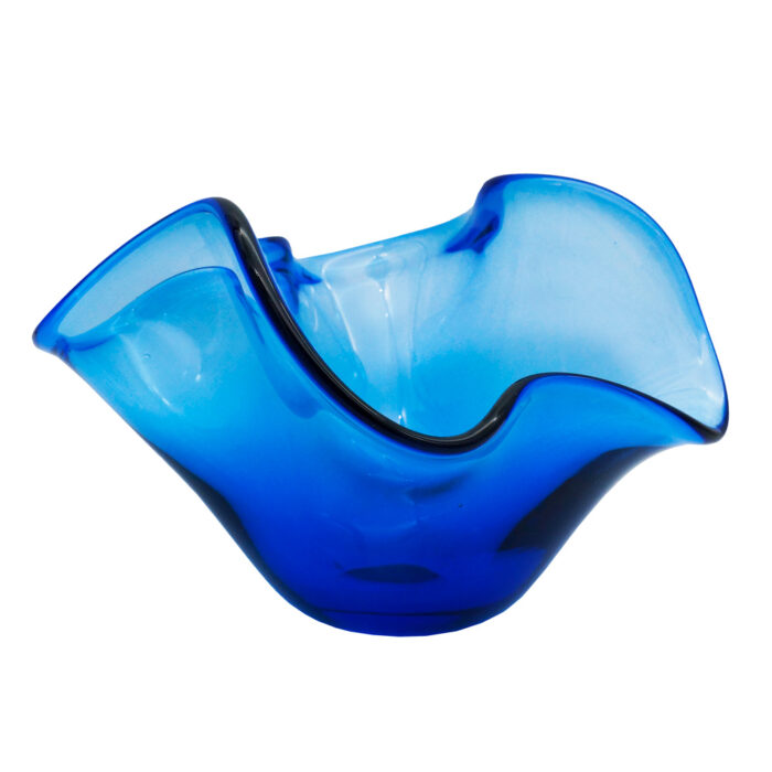 Декоративный салатник из цветного стекла прозрачный синий