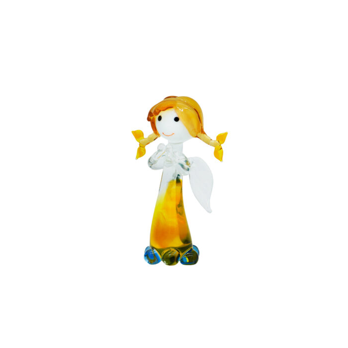 Фигурка ангелочек с косичками цветное стекло