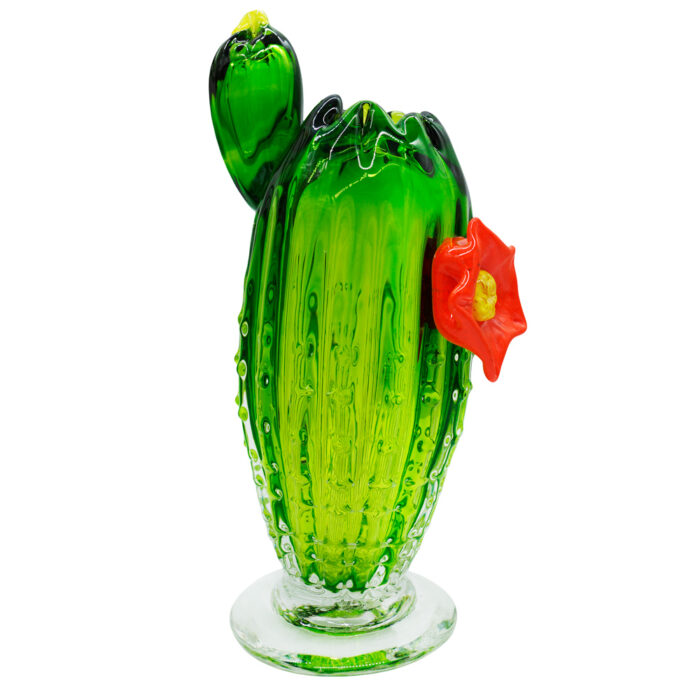 статуэтка ваза цветущий кактус из стекла