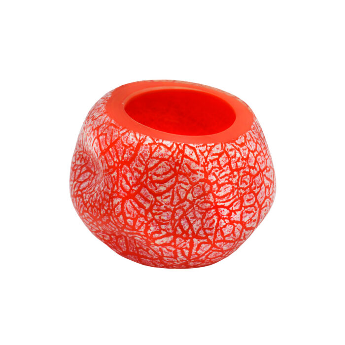 Декоративная вазочка мятая малая кракле красная с белым