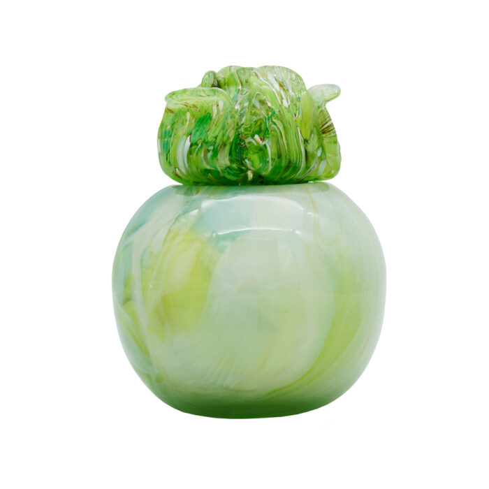 Зеленая ваза с фигурной крышкой, средний размер