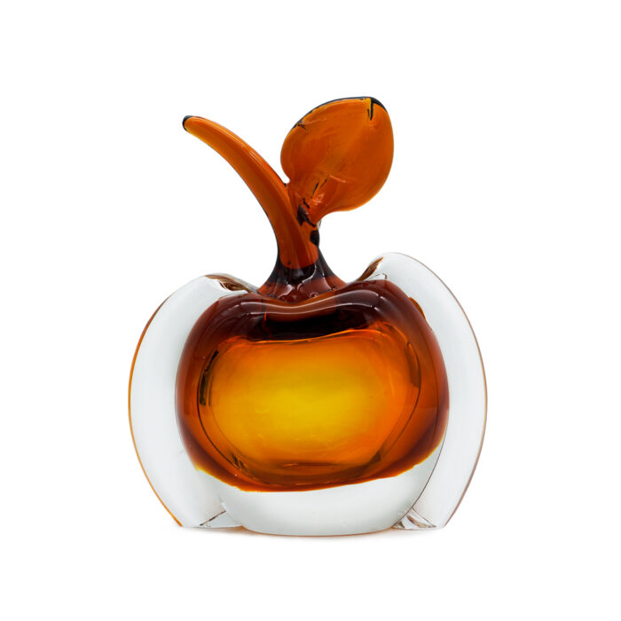 Интерьерный декор яблоко фигурка из цветного стекла медовое